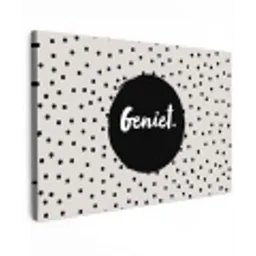 Geniet - Quotes - Tekst - Stippen Tuinposter op houten frame 2 cm dik klein -3d