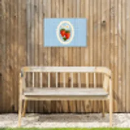 Aardbeien - Lijst - Rood - Geruit Tuinposter op houten frame 2 cm dik klein -sfeer4