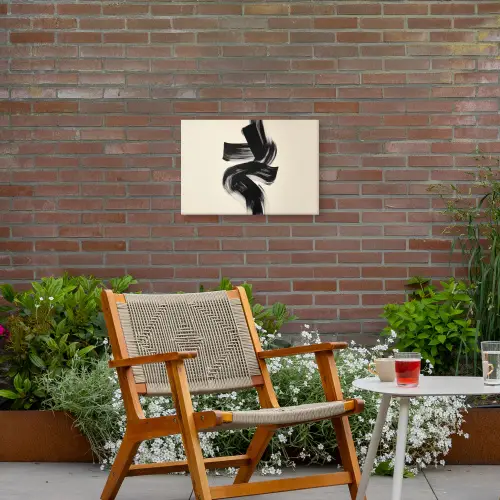 Strepen - Zwart - Abstract Tuinposter op houten frame 2 cm dik klein -sfeer3