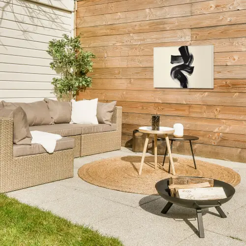 Strepen - Zwart - Abstract Tuinposter op houten frame 2 cm dik klein -sfeer2