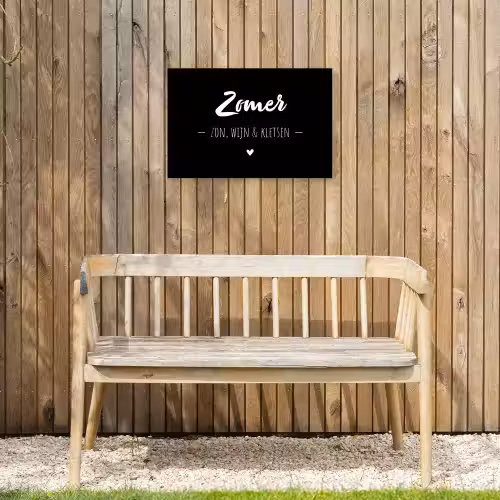 Zomer, zon, wijn & kletsen - Tekst - Zomer - Wijn - Quotes Tuinposter op houten frame 2 cm dik klein -sfeer4