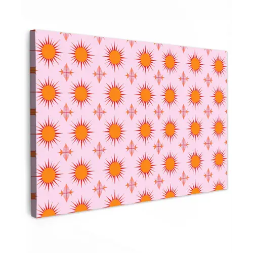 Zon - Patroon - Roze Tuinposter op houten frame 2 cm dik klein 845 -3d