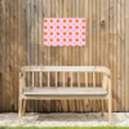 Zon - Patroon - Roze Tuinposter op houten frame 2 cm dik klein 845 -sfeer4