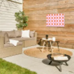 Zon - Patroon - Roze Tuinposter op houten frame 2 cm dik klein 845 -sfeer2
