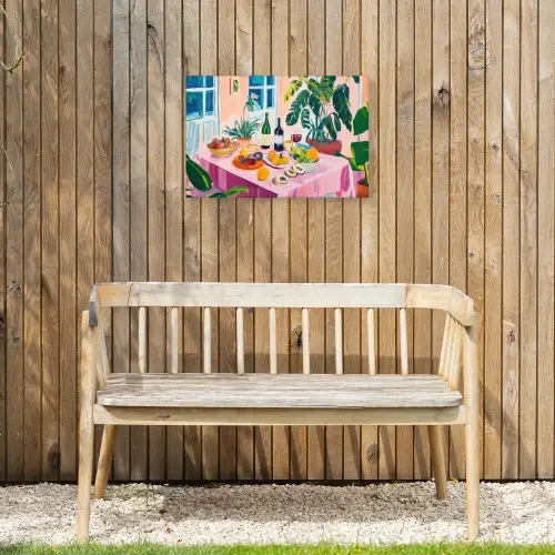 Tafel - Wijn - Fruit Tuinposter op houten frame 2 cm dik klein -sfeer4