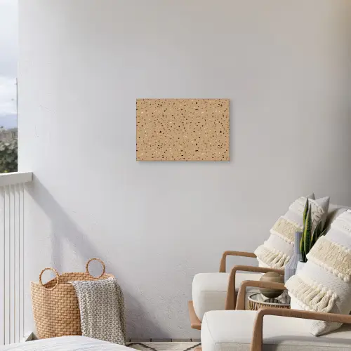 Terrazzo - Patroon - Beige Tuinposter op houten frame 2 cm dik klein 845 -sfeer1