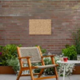 Terrazzo - Patroon - Beige Tuinposter op houten frame 2 cm dik klein 845 -sfeer3