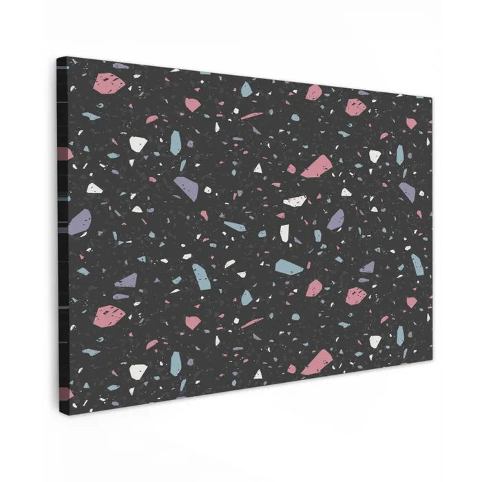 Terrazzo - Patroon - Zwart - Zacht Tuinposter op houten frame 2 cm dik klein 845 -3d