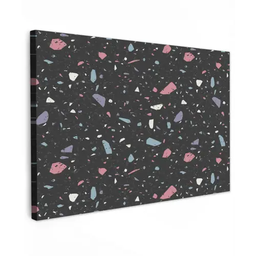 Terrazzo - Patroon - Zwart - Zacht Tuinposter op houten frame 2 cm dik klein 845 -3d