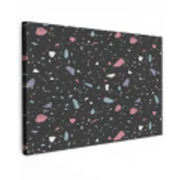 Terrazzo - Patroon - Zwart - Zacht Tuinposter op houten frame 2 cm dik klein 845 -3d