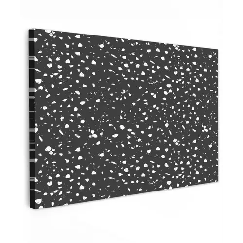 Terrazzo - Patroon - Zwart - Wit Tuinposter op houten frame 2 cm dik klein 845 -3d