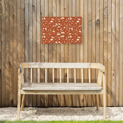 Terrazzo - Patroon - Klei Tuinposter op houten frame 2 cm dik klein 845 -sfeer4