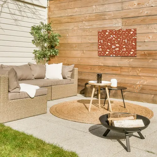 Terrazzo - Patroon - Klei Tuinposter op houten frame 2 cm dik klein 845 -sfeer2