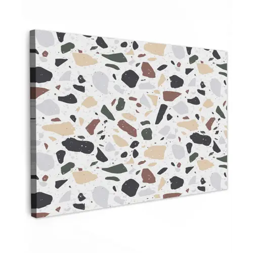 Terrazzo - Patroon - Kleurrijk - Klei Tuinposter op houten frame 2 cm dik klein 845 -3d