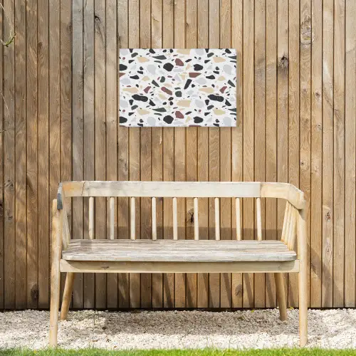 Terrazzo - Patroon - Kleurrijk - Klei Tuinposter op houten frame 2 cm dik klein 845 -sfeer4