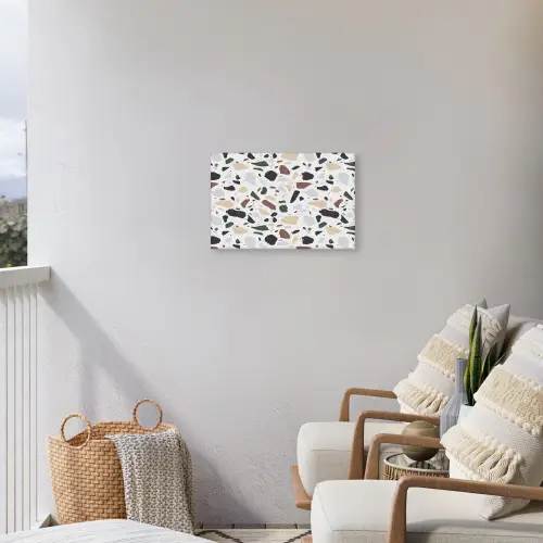 Terrazzo - Patroon - Kleurrijk - Klei Tuinposter op houten frame 2 cm dik klein 845 -sfeer1