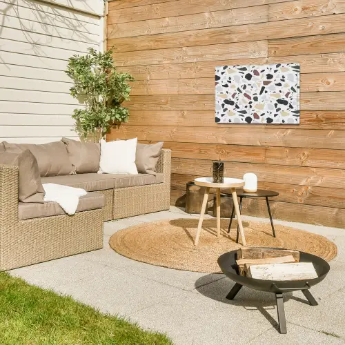 Terrazzo - Patroon - Kleurrijk - Klei Tuinposter op houten frame 2 cm dik klein 845 -sfeer2