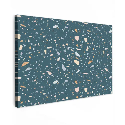 Terrazzo - Patroon - Kleurrijk - Diep blauw Tuinposter op houten frame 2 cm dik klein 845 -3d