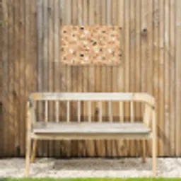 Terrazzo - Patroon - Kleurrijk - Oranje Tuinposter op houten frame 2 cm dik klein 845 -sfeer4
