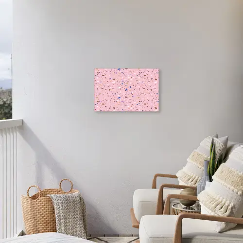 Terrazzo - Patroon - Kleurrijk - Roze Tuinposter op houten frame 2 cm dik klein 845 -sfeer1