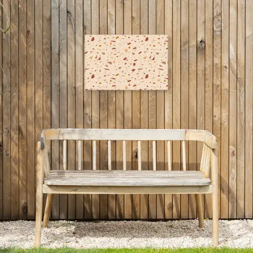 Terrazzo - Patroon - Kleurrijk - Steen Tuinposter op houten frame 2 cm dik klein 845 -sfeer4