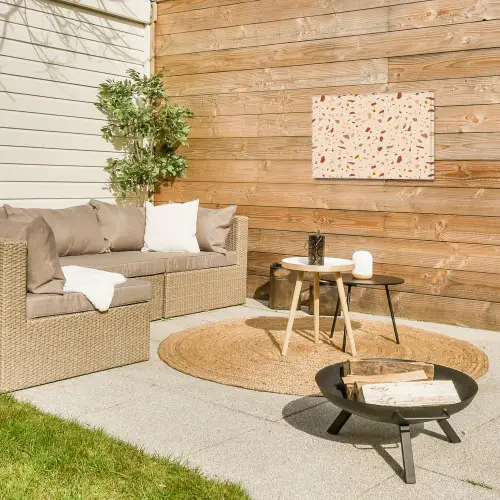 Terrazzo - Patroon - Kleurrijk - Steen Tuinposter op houten frame 2 cm dik klein 845 -sfeer2