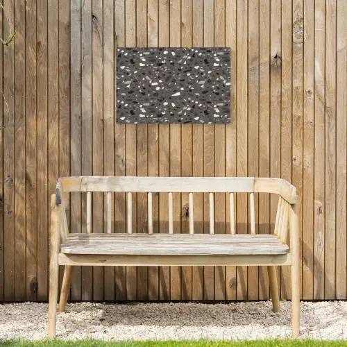 Terrazzo - Patroon - Grijs Tuinposter op houten frame 2 cm dik klein 845 -sfeer4