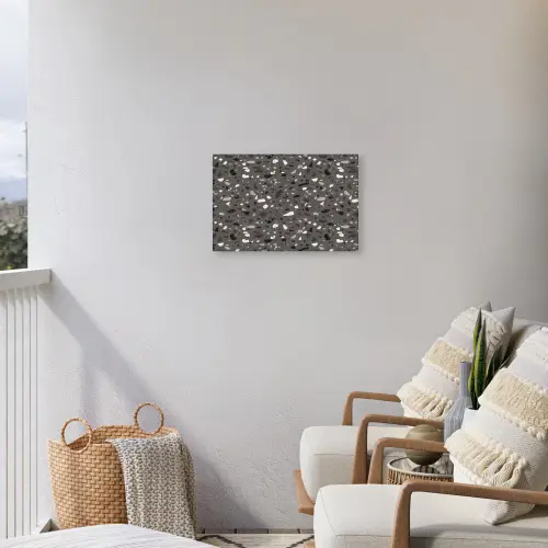 Terrazzo - Patroon - Grijs Tuinposter op houten frame 2 cm dik klein 845 -sfeer1