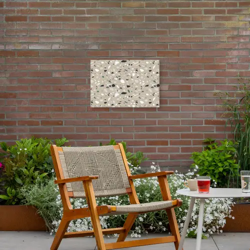Terrazzo - Patroon - Groen Tuinposter op houten frame 2 cm dik klein 845 -sfeer3