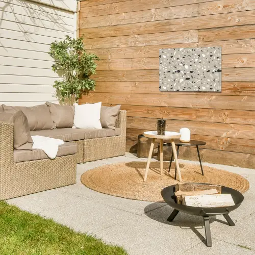 Terrazzo - Patroon - Groen Tuinposter op houten frame 2 cm dik klein 845 -sfeer2