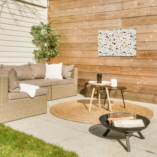 Terrazzo - Patroon - Neutraal - Zacht - Multi Tuinposter op houten frame 2 cm dik klein 845 -sfeer2