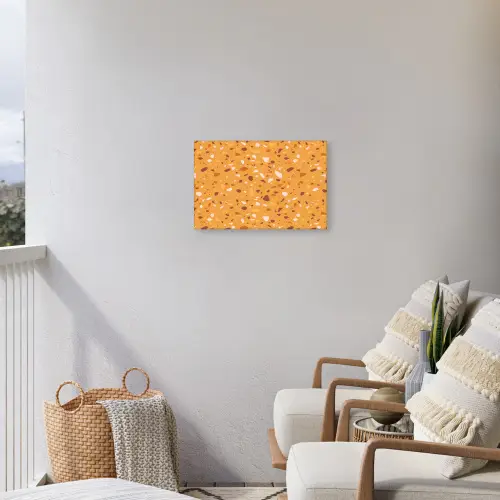 Terrazzo - Patroon - Okergeel Tuinposter op houten frame 2 cm dik klein 845 -sfeer1