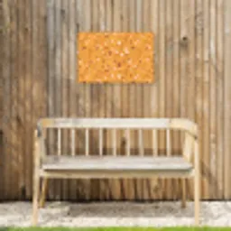 Terrazzo -  Patroon - Okergeel Tuinposter op houten frame 2 cm dik klein 845 -sfeer4