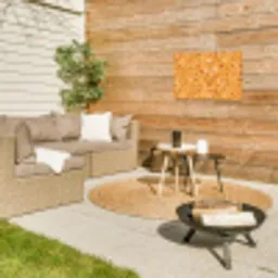 Terrazzo -  Patroon - Okergeel Tuinposter op houten frame 2 cm dik klein 845 -sfeer2