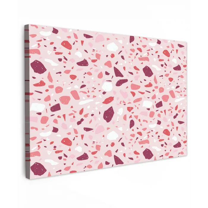 Terrazzo - Patroon - Roze Tuinposter op houten frame 2 cm dik klein 845 -3d