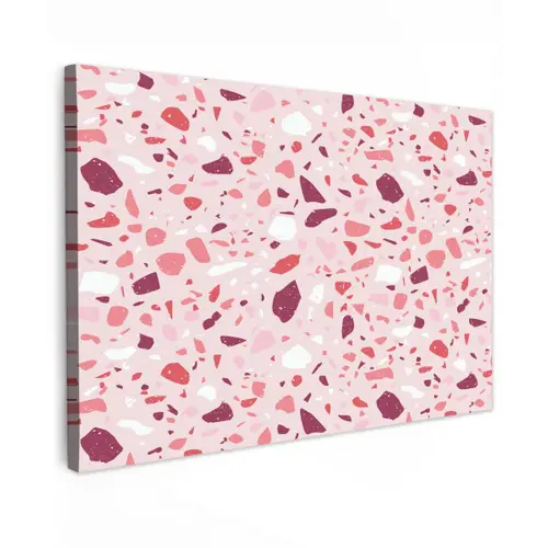 Terrazzo - Patroon - Roze Tuinposter op houten frame 2 cm dik klein 845 -3d