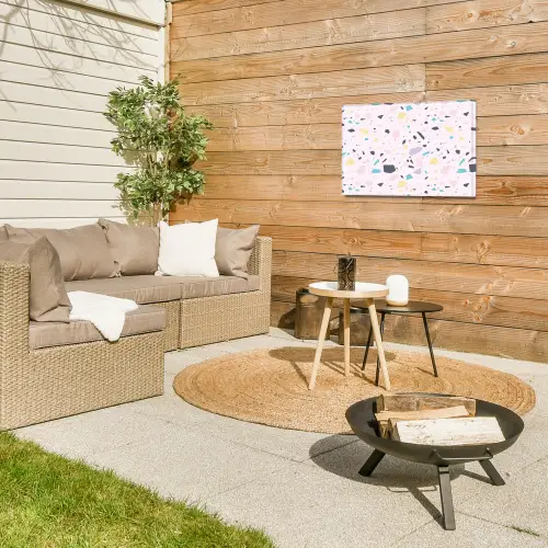 Terrazzo - Patroon - Zacht - Snoep Tuinposter op houten frame 2 cm dik klein 845 -sfeer2