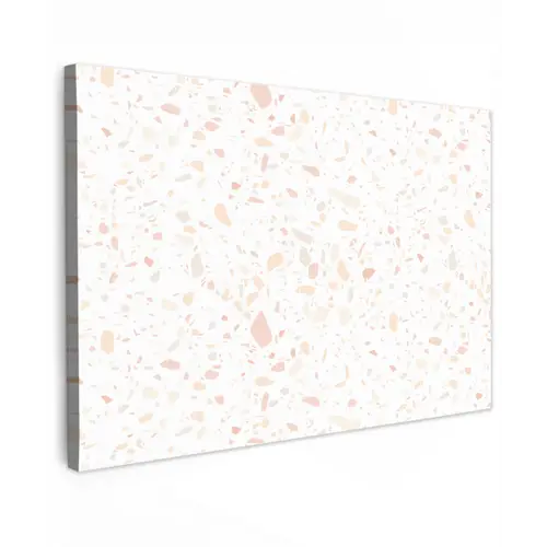 Terrazzo - Patroon - Wit - Perzik Tuinposter op houten frame 2 cm dik klein 845 -3d