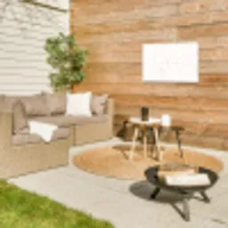 Terrazzo -  Patroon - Wit - Perzik Tuinposter op houten frame 2 cm dik klein 845 -sfeer2