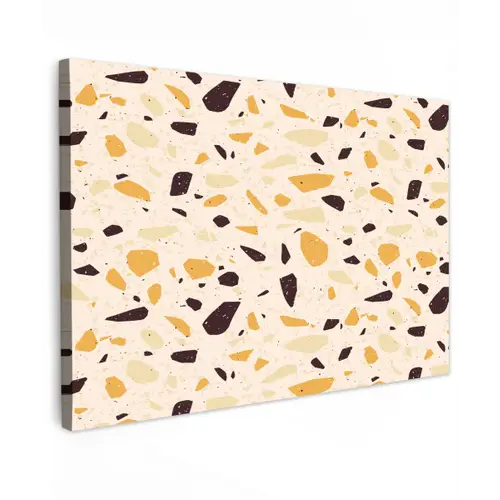 Terrazzo - Patroon - Geel - Tuinposter op houten frame 2 cm dik klein 845 -3d