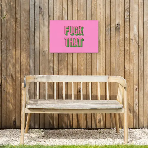 Tekst - Bold - Roze Tuinposter op houten frame 2 cm dik klein -sfeer4