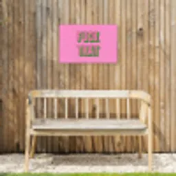 Tekst - Bold - Roze Tuinposter op houten frame 2 cm dik klein -sfeer4