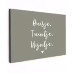 Tekst - Huisje, tuintje, wijntje - Thuis - Quotes - Wijn Tuinposter op houten frame 2 cm dik klein -3d
