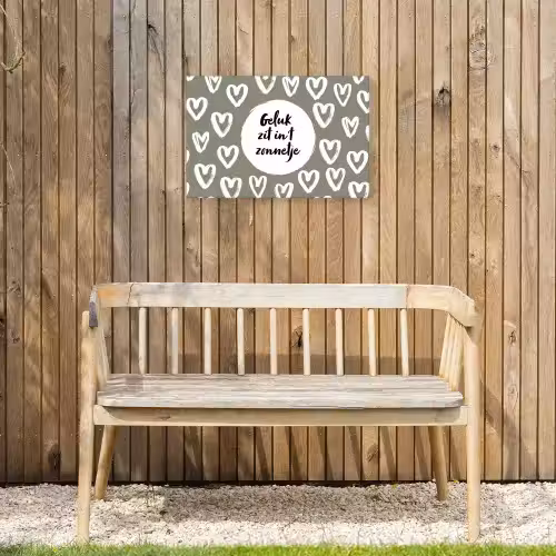 Tekst - geluk zit in 't zonnetje - Quotes - Geluk - Zon Tuinposter op houten frame 2 cm dik klein -sfeer4