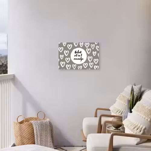 Tekst - geluk zit in 't zonnetje - Quotes - Geluk - Zon Tuinposter op houten frame 2 cm dik klein -sfeer1
