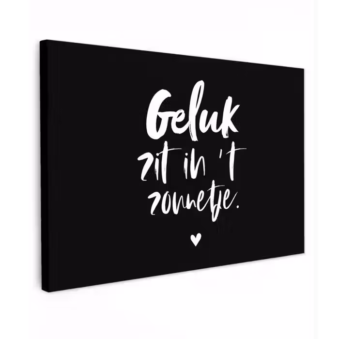 Tekst - Geluk zit in 't zonnetje - Quotes - Zomer - Zon Tuinposter op houten frame 2 cm dik klein -3d
