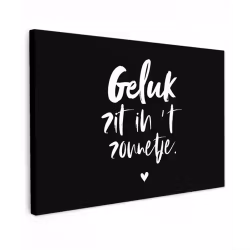 Tekst - Geluk zit in 't zonnetje - Quotes - Zomer - Zon Tuinposter op houten frame 2 cm dik klein -3d