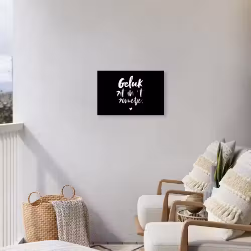 Tekst - Geluk zit in 't zonnetje - Quotes - Zomer - Zon Tuinposter op houten frame 2 cm dik klein -sfeer1