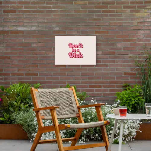 Tekst - Boodschap - Roze Tuinposter op houten frame 2 cm dik klein -sfeer3