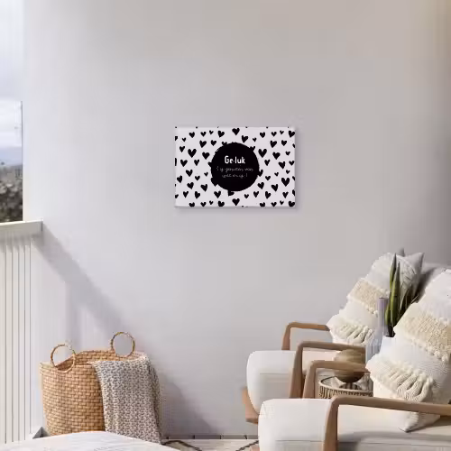 Tekst - Quotes - Geluk (is genieten van wat er is) - Woordenboek - Definitie geluk Tuinposter op houten frame 2 cm dik klein -sfeer1